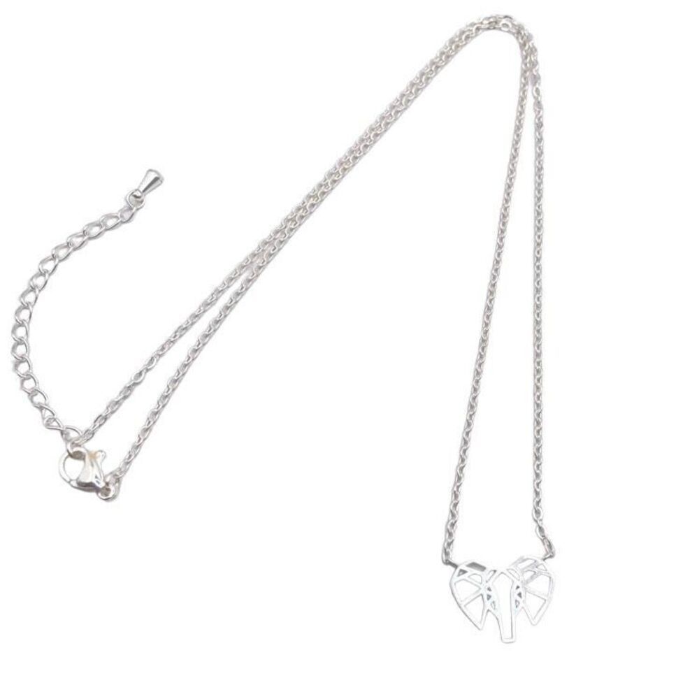 Sterling Silver 925 Plated Origami Elephant Pendant Necklace